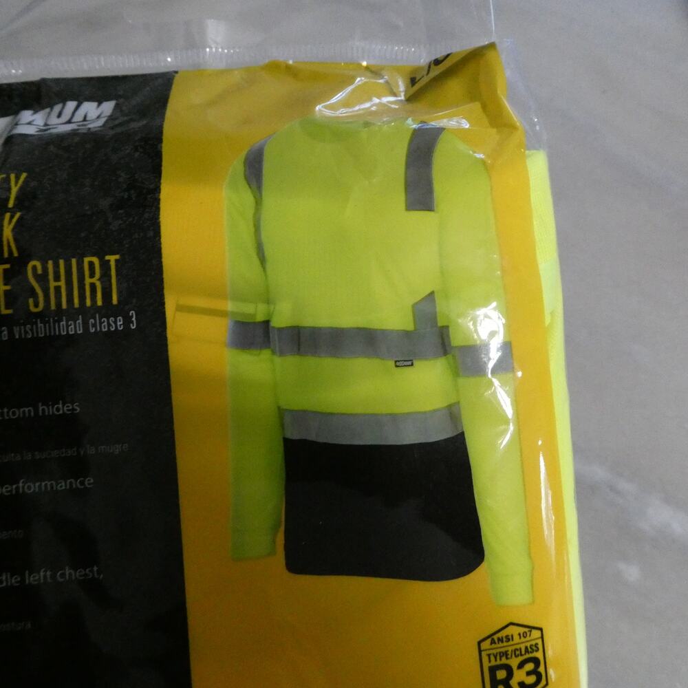 Maximum Safety Men's Large Shirt class 3 Hi-Visibility color black long sleeve‎